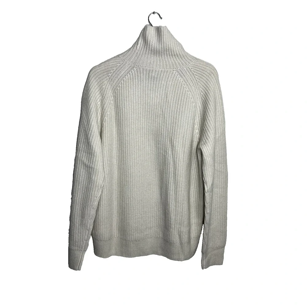 J Crew Midweight Cashmere Sweater Mens L Ribbed Raglan Sleeve Turtleneck Sweater